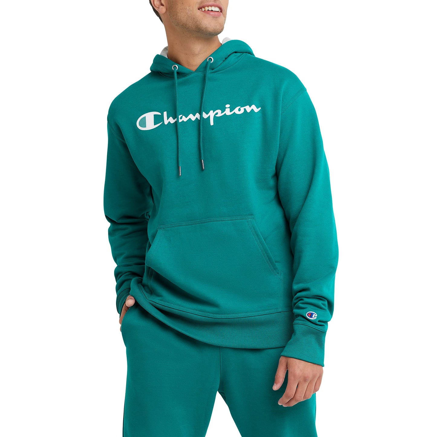 Champion Men's Hoodie, Powerblend, Fleece Men's Hoodie, Comfortable Men's Sweatshirt, Script Logo (Reg. or Big & Tall)