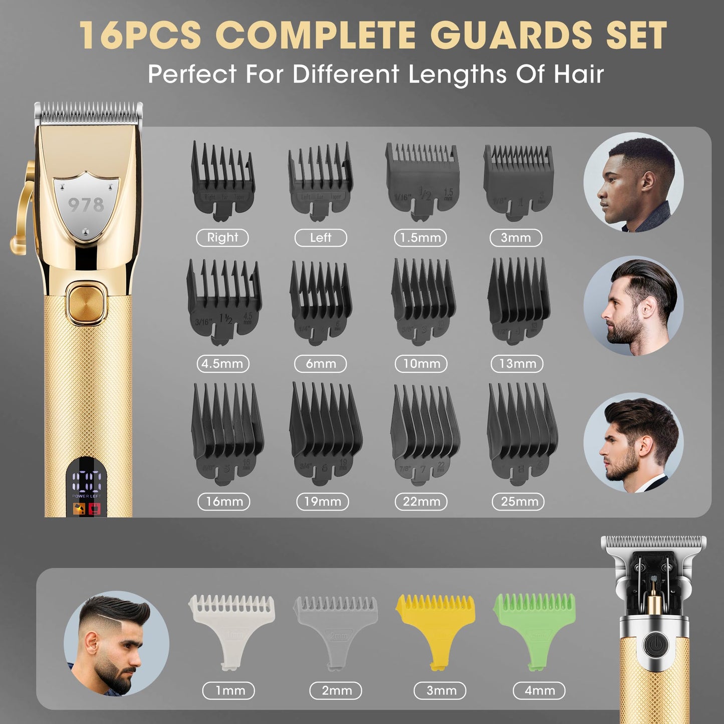Lanumi Professional Hair Clippers Electric Razor Shavers Men 3 Piece Set Rechargeable Clippers and Trimmers Beard Trimmer Barber Kit with Travel Case Clippers for Hair Cutting Gifts for him