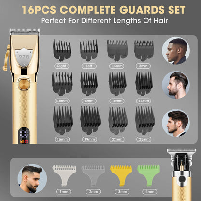 Lanumi Professional Hair Clippers Electric Razor Shavers Men 3 Piece Set Rechargeable Clippers and Trimmers Beard Trimmer Barber Kit with Travel Case Clippers for Hair Cutting Gifts for him