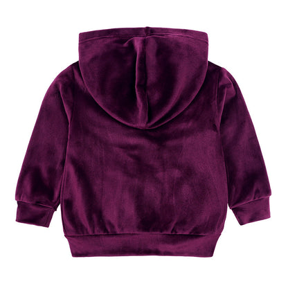 Children's Velvet Long Sleeved Hoodie And Pants Set