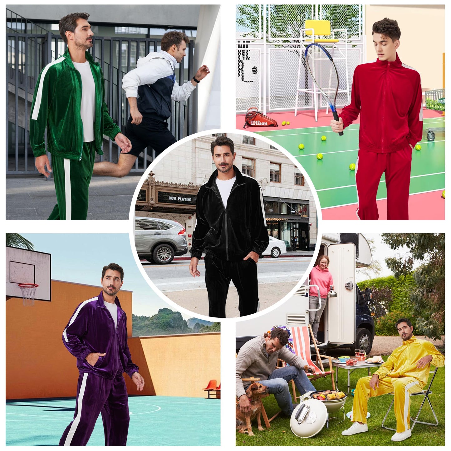 Mens Tracksuit 2 Piece Velour Sweatsuit for Men Casual Full Zip Jogging Suit Jacket Pants Set