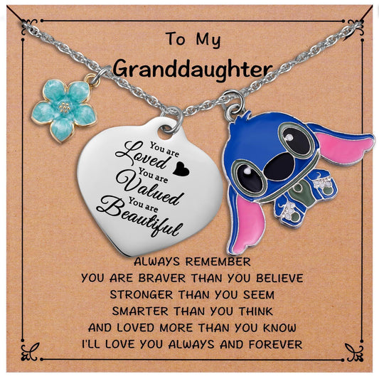 Aesnefe Stitch Jewelry Lilo and Stitch Gifts Stitch Necklace Birthday Christmas Stuff for Daughter Niece Granddaughter