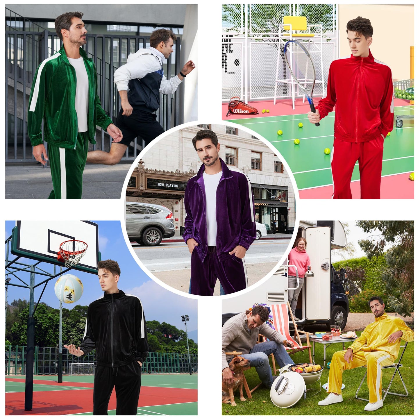 Mens Tracksuit 2 Piece Velour Sweatsuit for Men Casual Full Zip Jogging Suit Jacket Pants Set