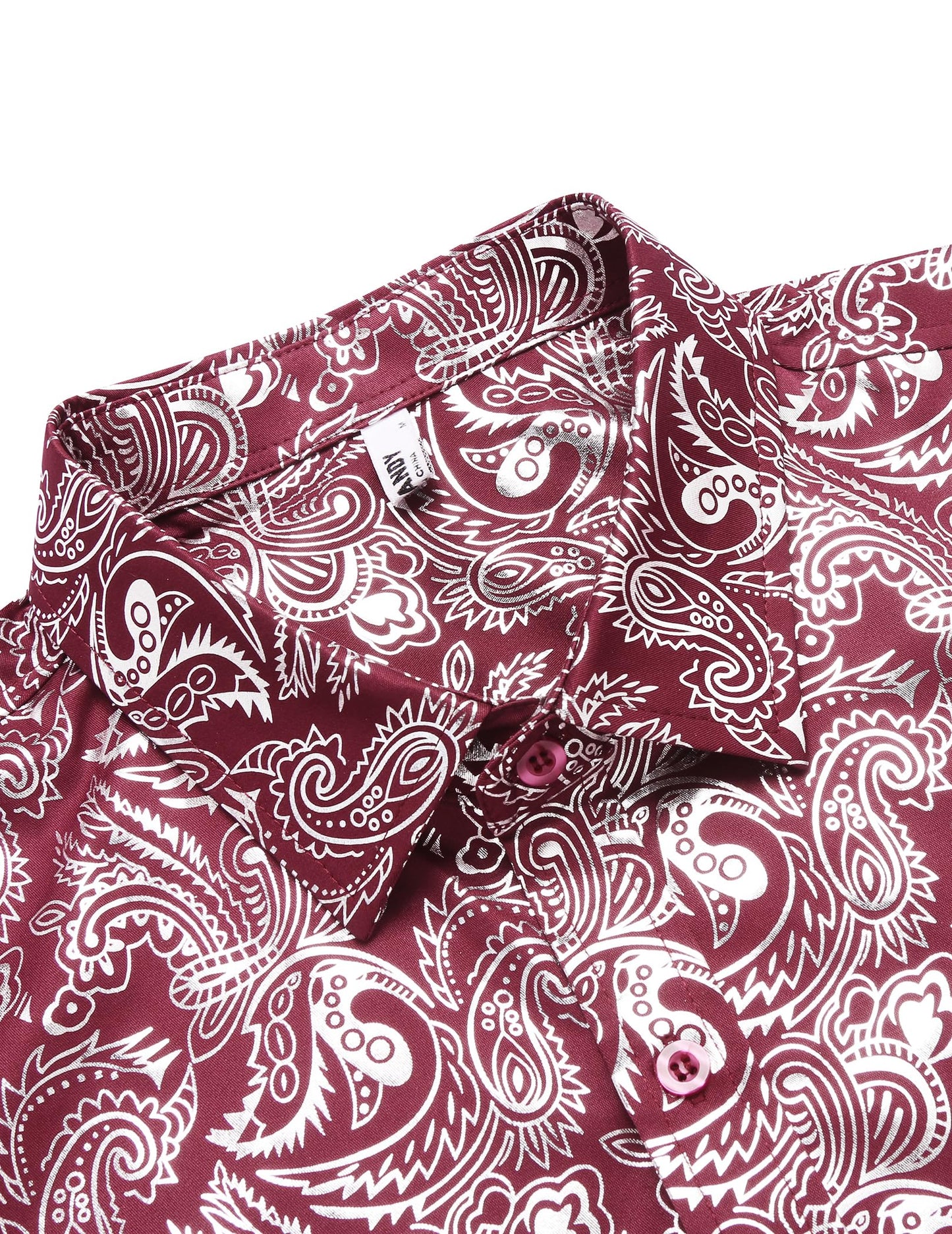 COOFANDY Men's Rose Shiny Shirt Luxury Flowered Printed Button Down Shirt