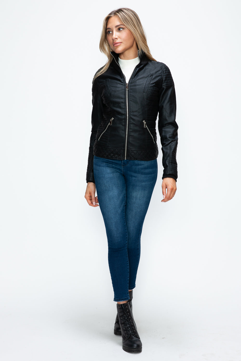YMI Faux Layered Double-Zipper Jacket with Fuzzy Hood***STILL AVAILABLE***EMAIL SELLER with SIZE & COLOR