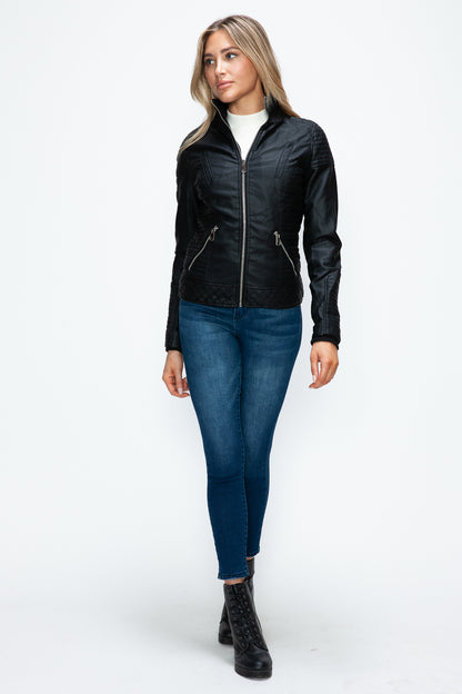 YMI Faux Layered Double-Zipper Jacket with Fuzzy Hood***STILL AVAILABLE***EMAIL SELLER with SIZE & COLOR