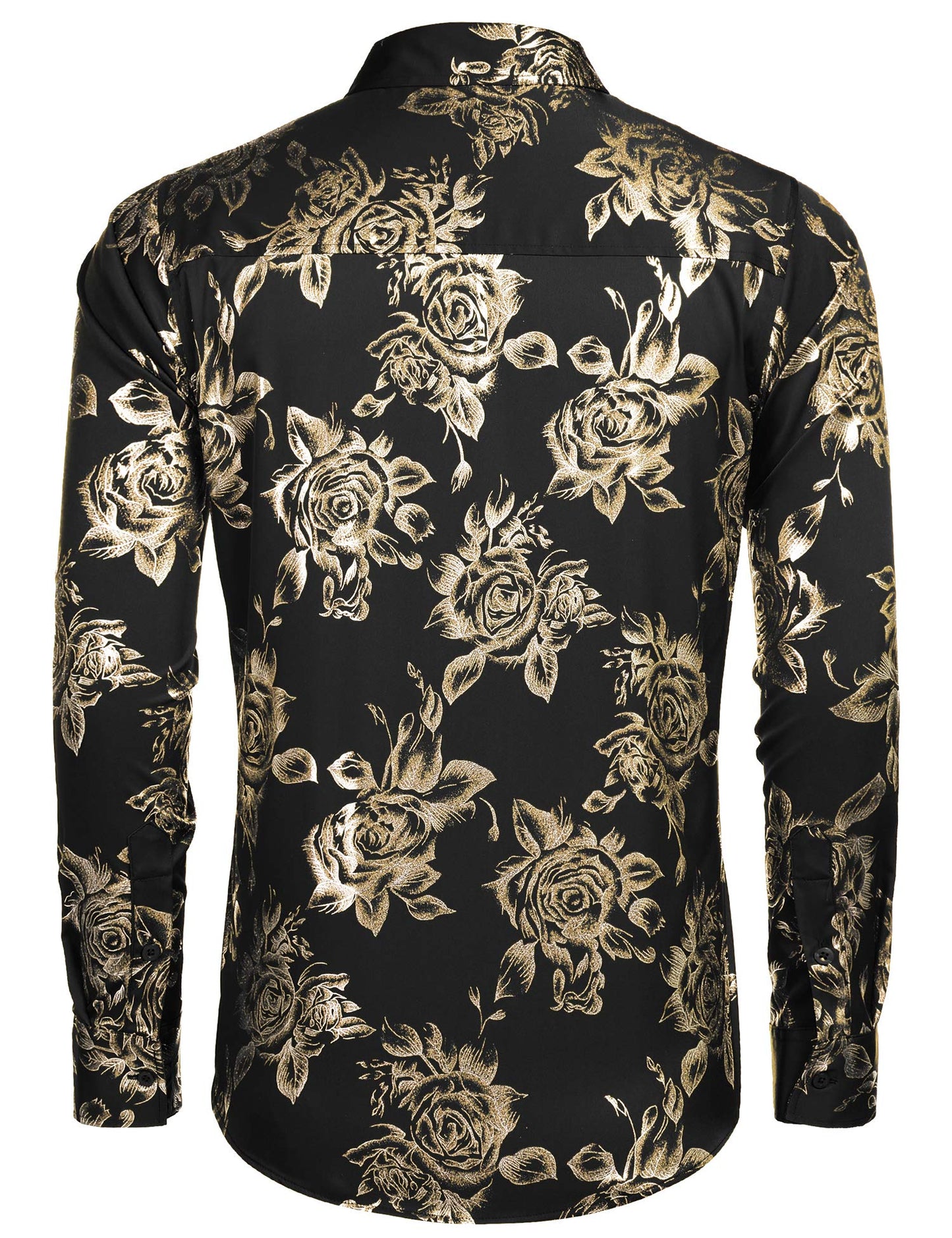 COOFANDY Men's Rose Shiny Shirt Luxury Flowered Printed Button Down Shirt