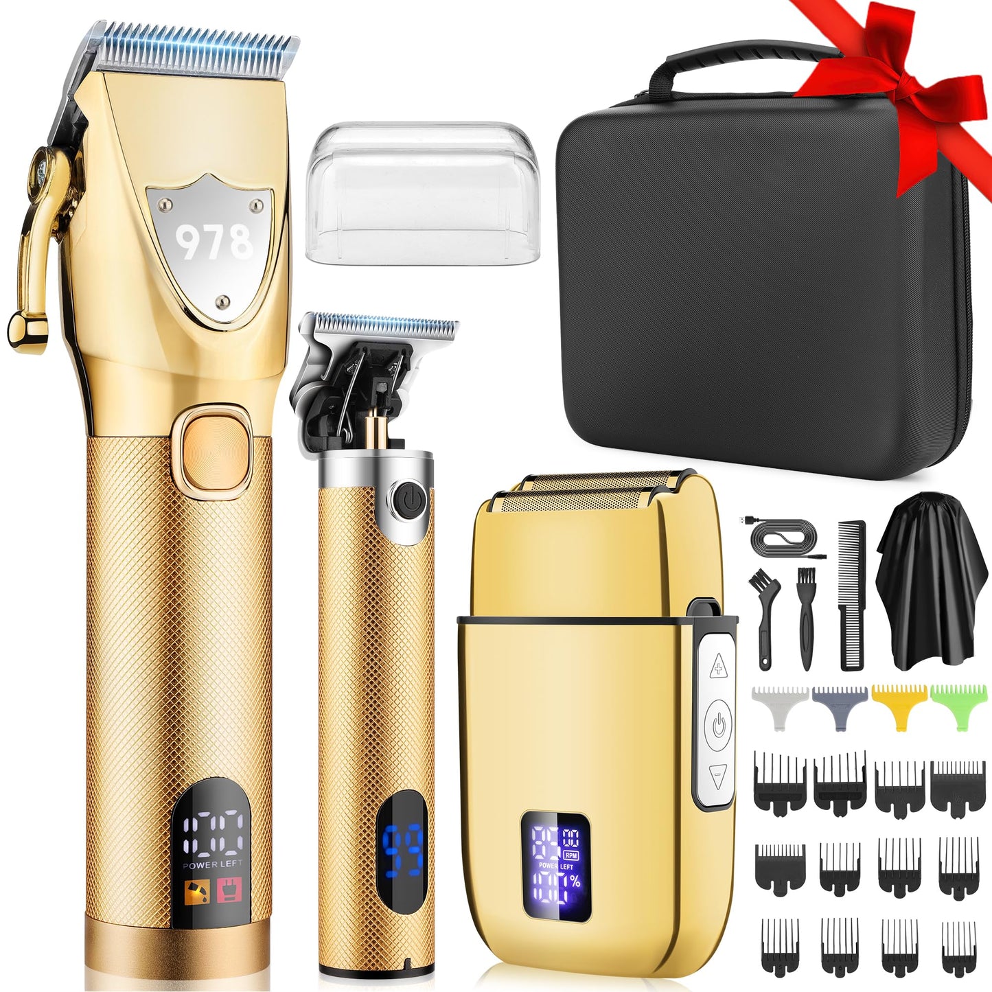 Lanumi Professional Hair Clippers Electric Razor Shavers Men 3 Piece Set Rechargeable Clippers and Trimmers Beard Trimmer Barber Kit with Travel Case Clippers for Hair Cutting Gifts for him