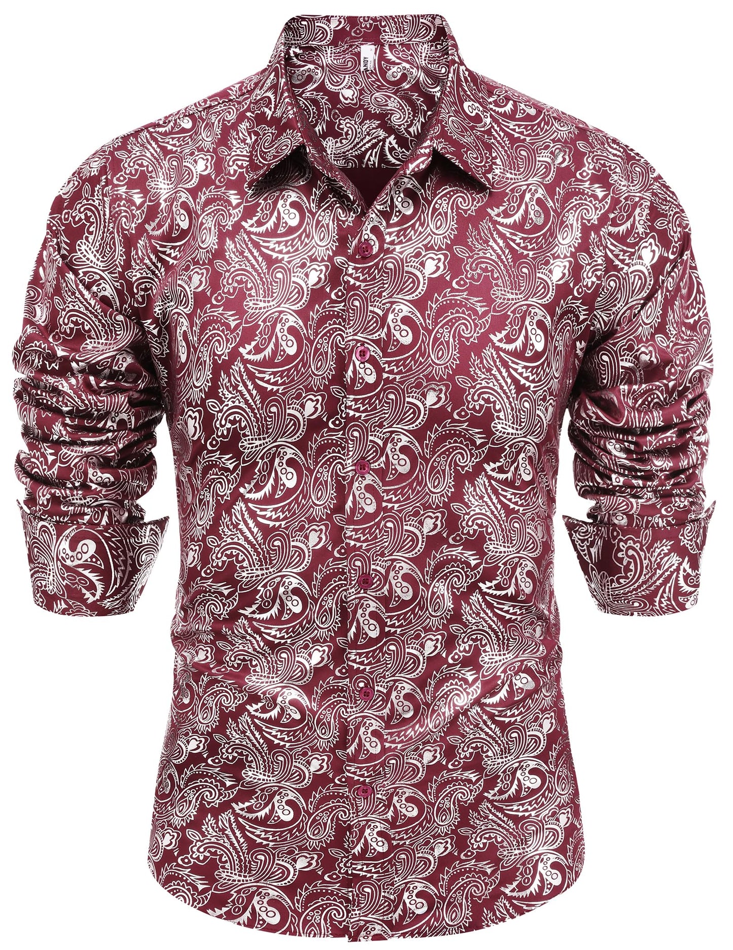 COOFANDY Men's Rose Shiny Shirt Luxury Flowered Printed Button Down Shirt