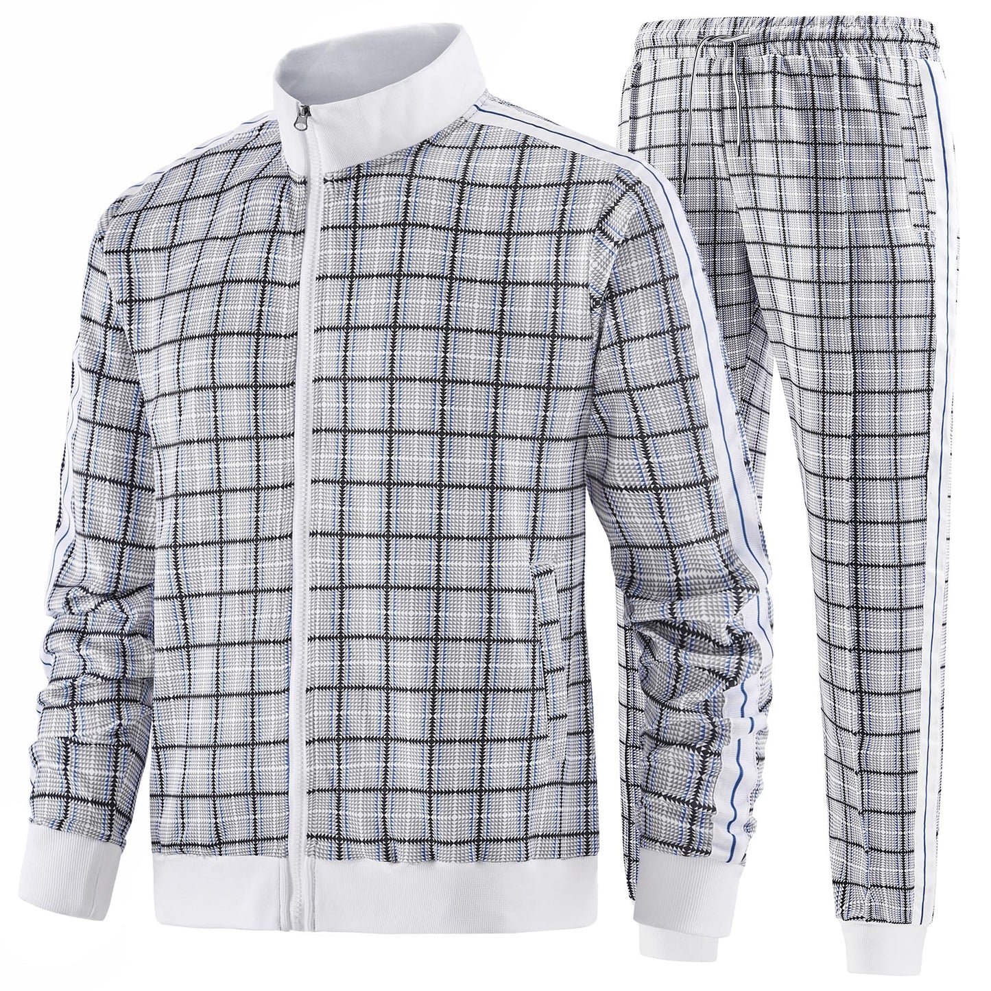 W JIANWANG Men's Casual Tracksuits Long Sleeve Jogging Suits Sweatsuit Sets Track Jackets and Pants 2 Piece Outfit