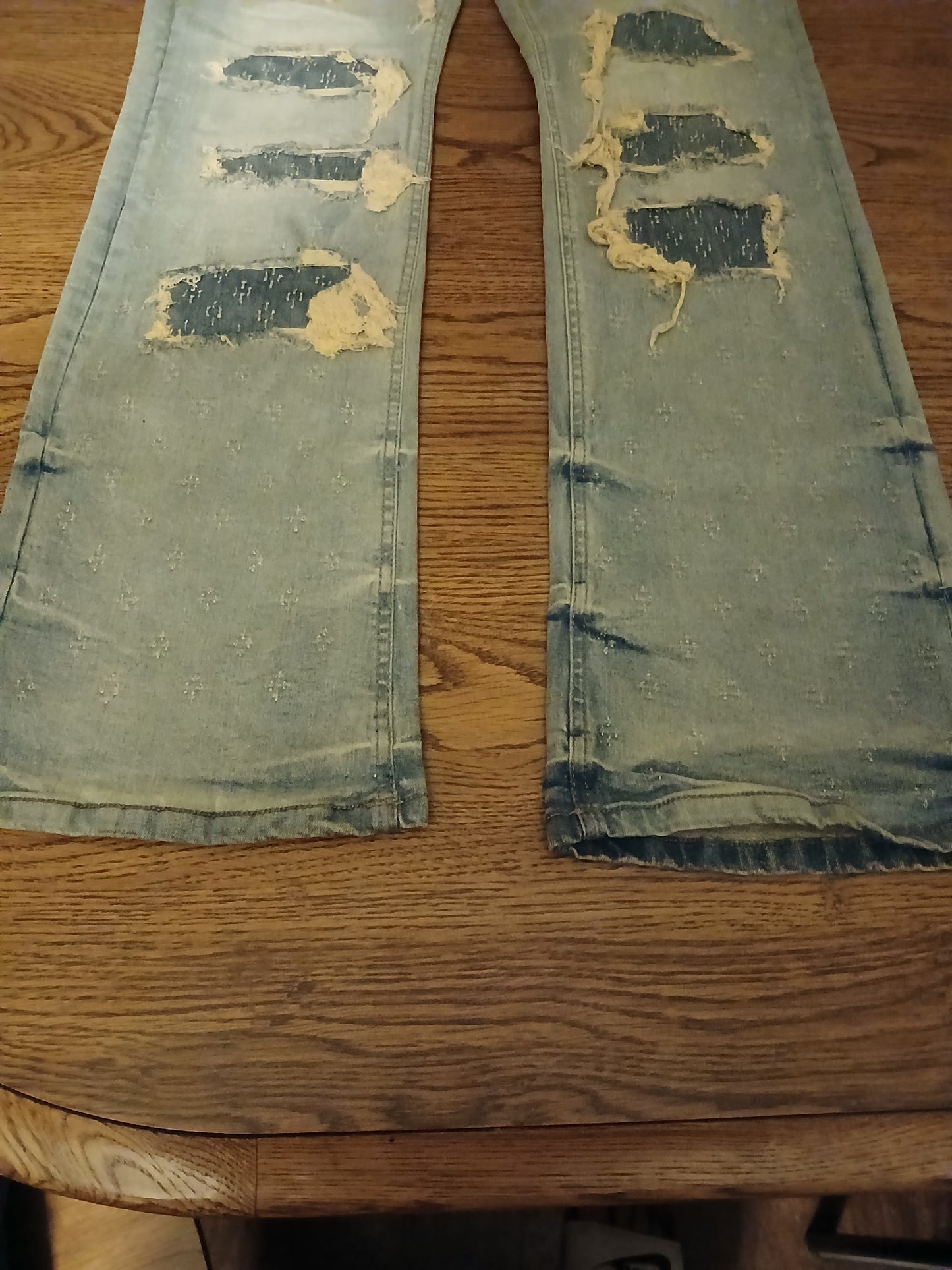 Mens flare bottom jeans-BLUE