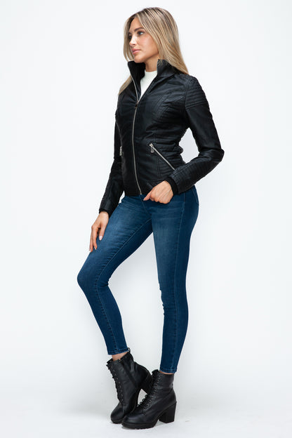 YMI Faux Layered Double-Zipper Jacket with Fuzzy Hood***STILL AVAILABLE***EMAIL SELLER with SIZE & COLOR