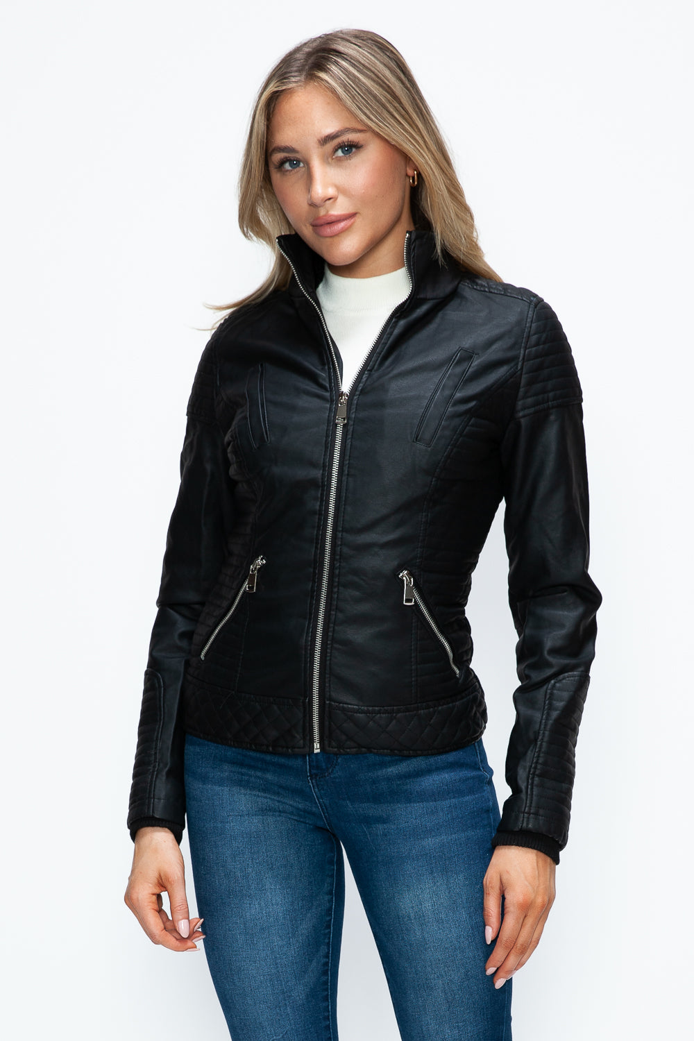 YMI Faux Layered Double-Zipper Jacket with Fuzzy Hood***STILL AVAILABLE***EMAIL SELLER with SIZE & COLOR