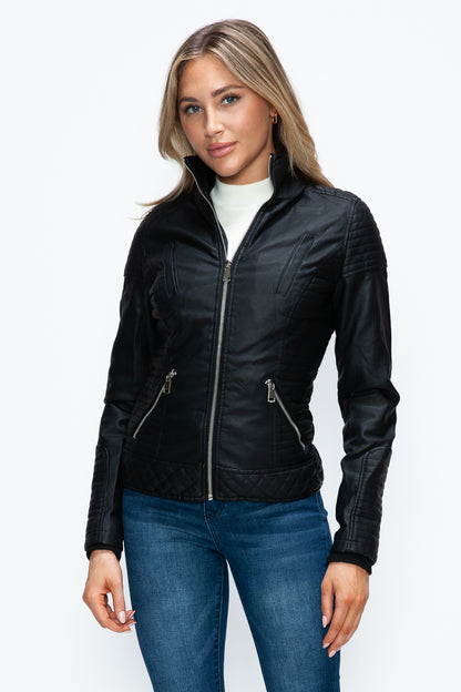YMI Faux Layered Double-Zipper Jacket with Fuzzy Hood***STILL AVAILABLE***EMAIL SELLER with SIZE & COLOR