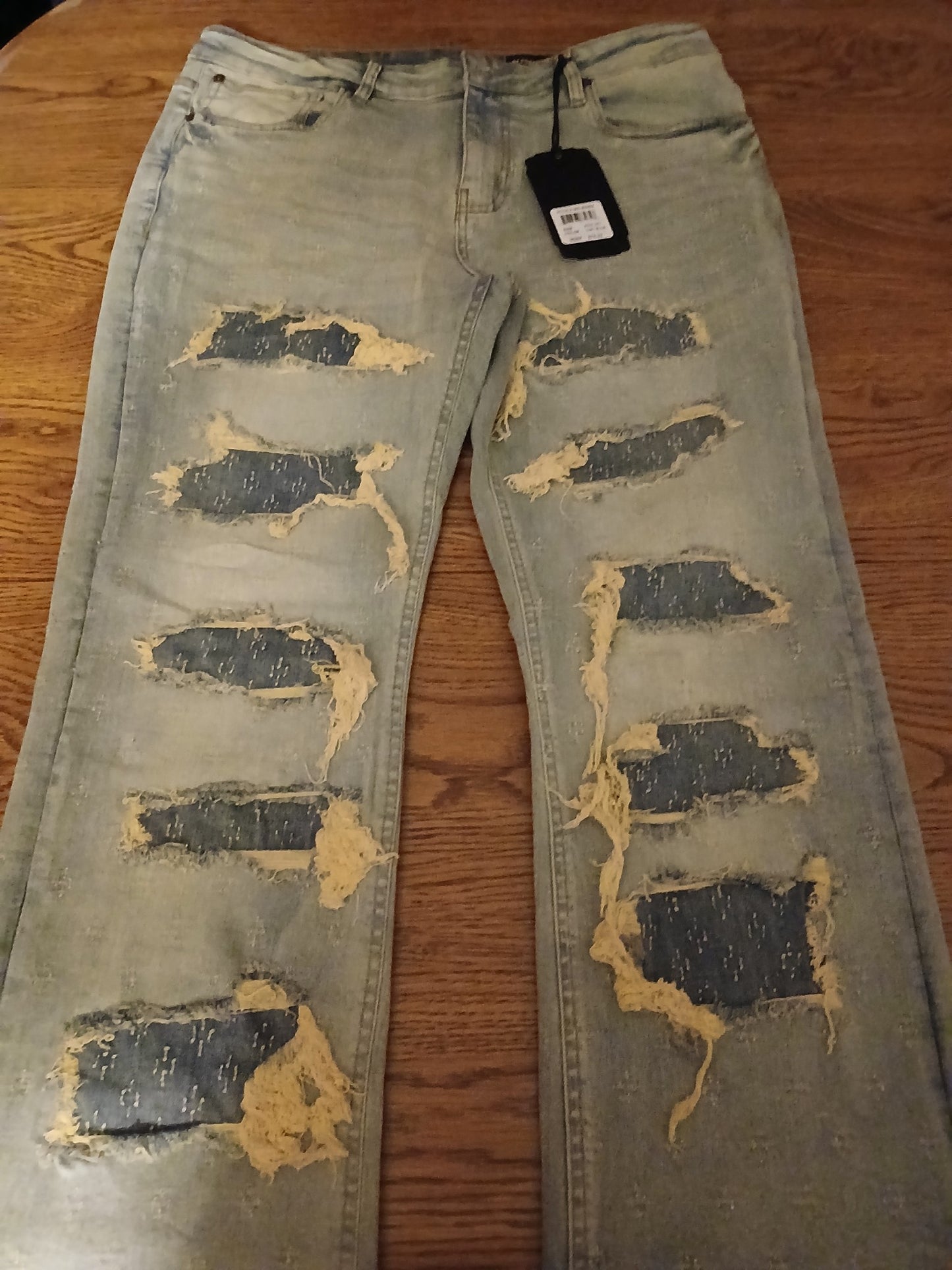 Mens flare bottom jeans-BLUE